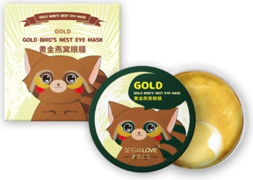 Patches hidrogel për sy SersanLove Gold Birds për femra, 60 copë