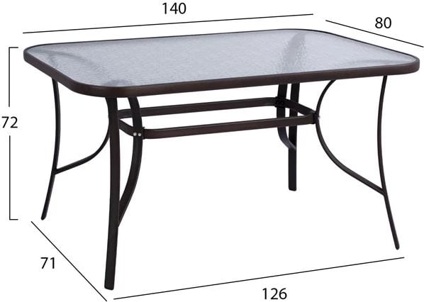 Tavolinë Bruno metalike ngjyrë kafe 140Χ80Χ72 FH5106.02