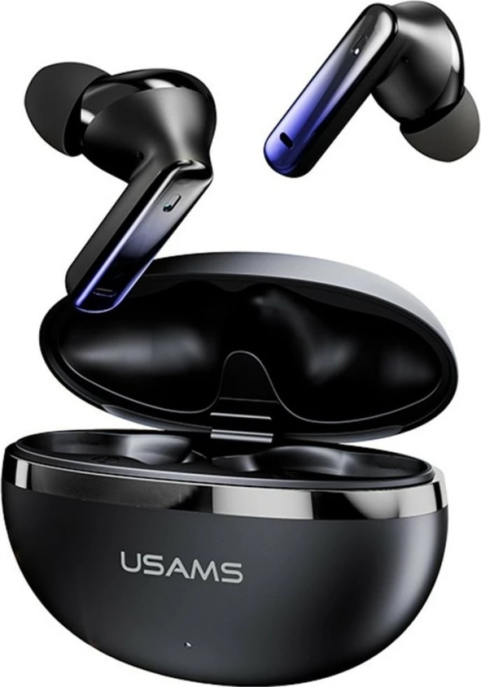 Kufje TWS USAMS Echo E02, Bluetooth 5.3, ANC+ENC, deri 29 orë me kuti, USB-C, e zezë