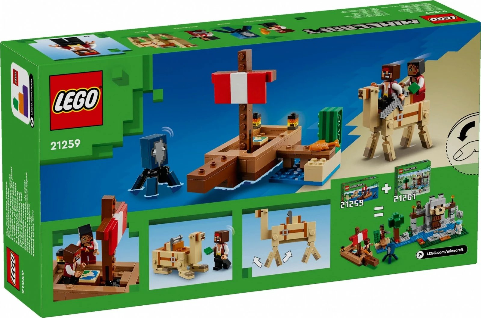 Set LEGO Minecraft Pirate Ship Voyage 21259, 166 pjesë, plastikë