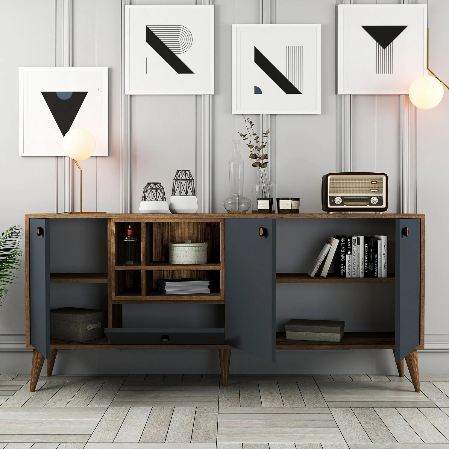 Konsol Napoli, ngjyrë antracit dhe arre