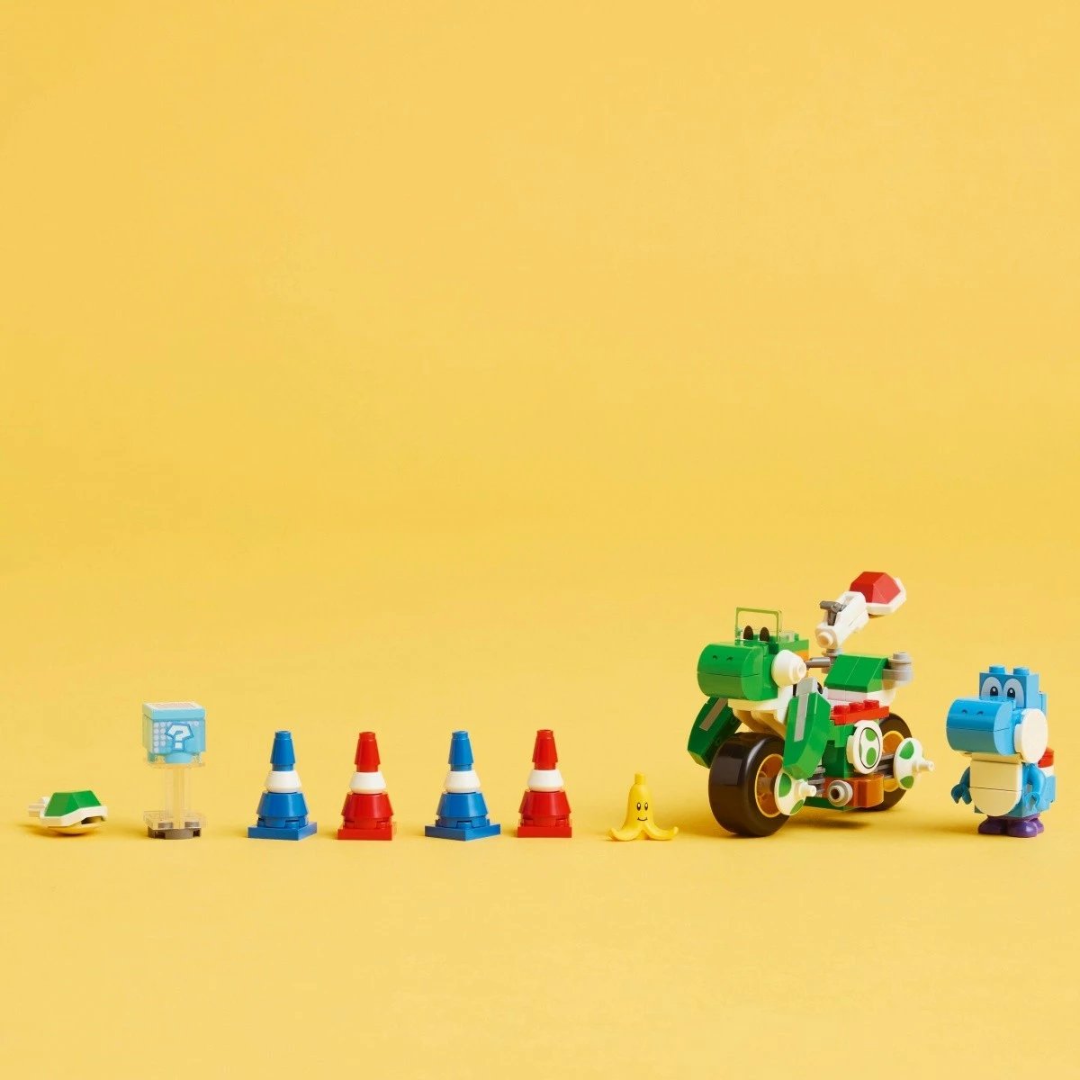 Set ndërtimi LEGO Super Mario Mario Kart Yoshi Bike 72031, 133 pjesë, me Light-Blue Yoshi