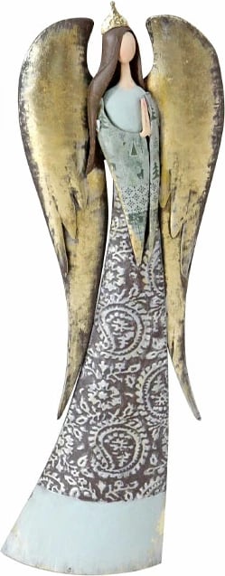 Dekor engjëll me krahë, shumëngjyrësh, metal, 20x9x54cm