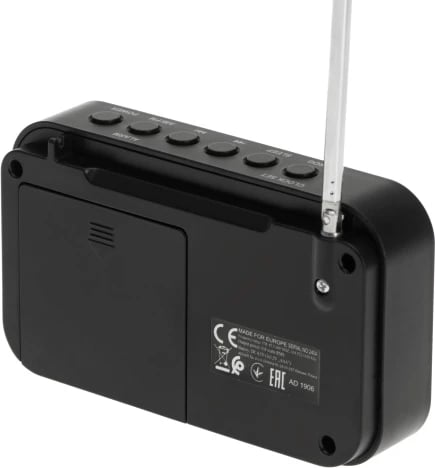 radio digjitale PLL AM/FM Adler AD 1906, LCD, 20+20 memorje, USB‑C, dalje kufje 3.5 mm, 0.8 W, bardh e zi