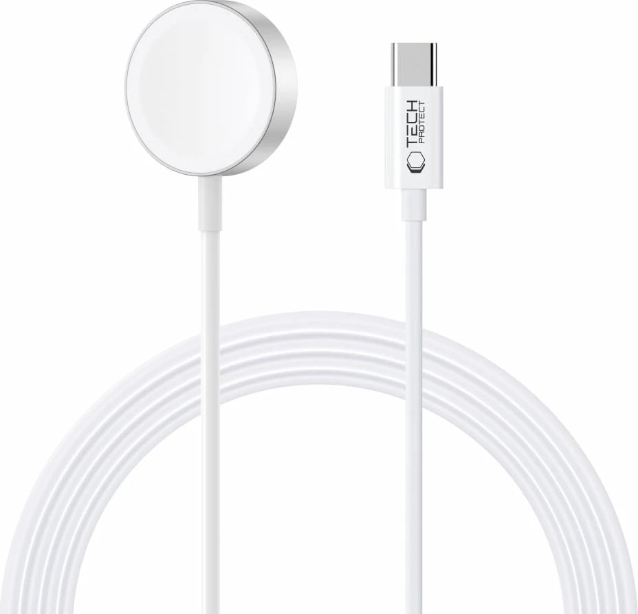 Karikues wireless Tech-Protect UltraBoost për Apple Watch, USB-C, 1.2m, Bardhë