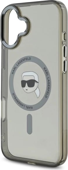 Mbështjellës Karl Lagerfeld IML Metal Karl Head MagSafe për iPhone 16, Zi