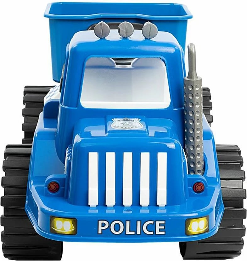 makinë lodër për hipje policie, BAYO, POLICE 70 cm, kapacitet 20 kg, kuti nën ulëse, për moshë 3+, 71x33x39 cm, blu