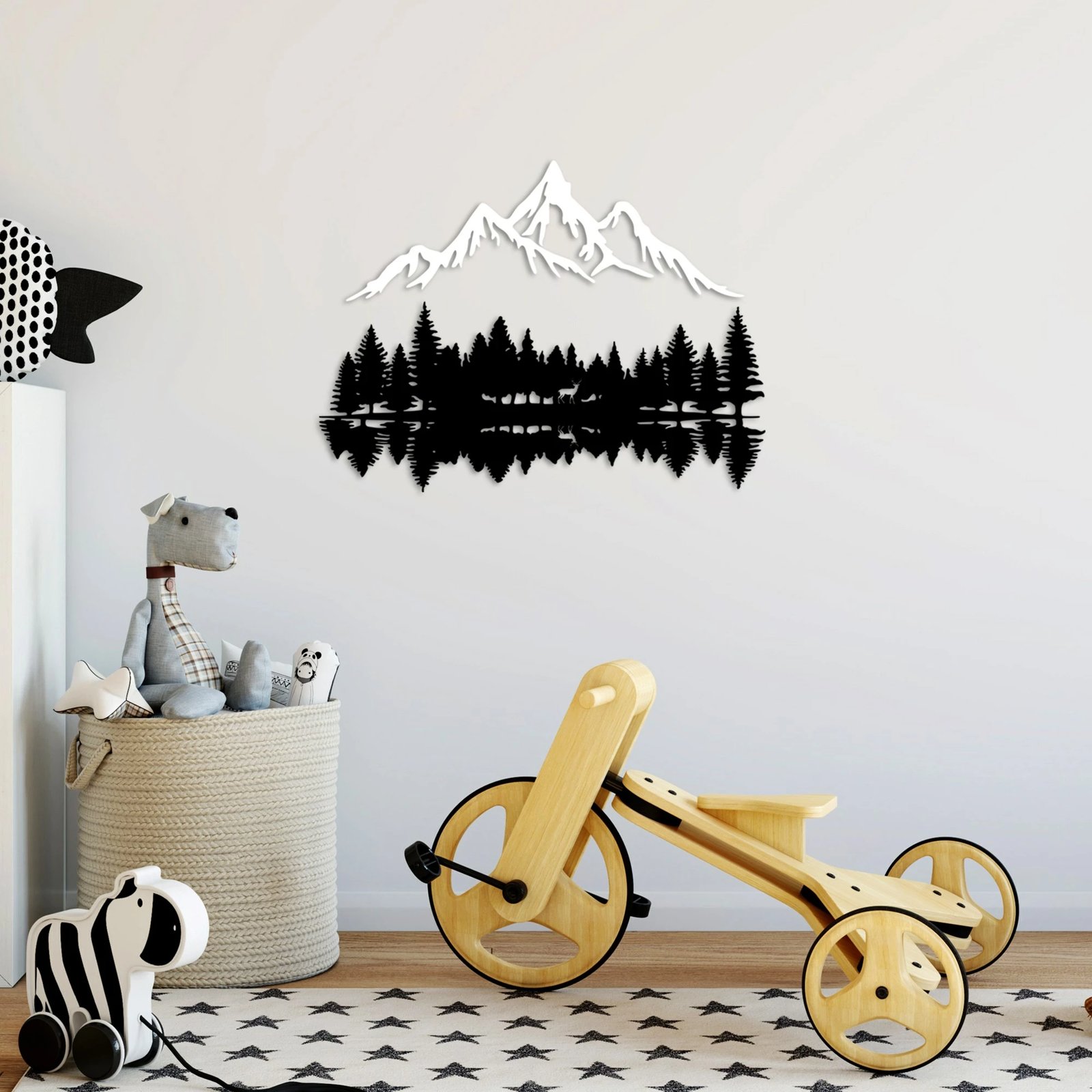 Aksesor dekorativ metalik për mur, dizajn natyrë dhe male, Wallity - 12