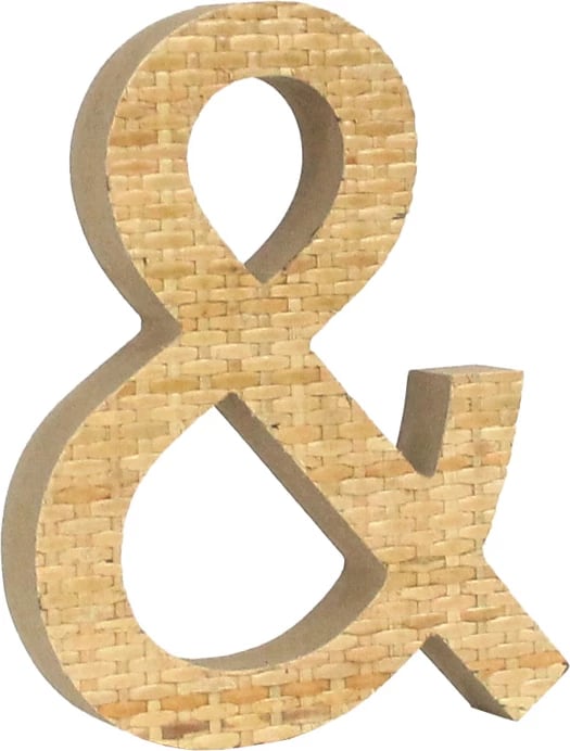 Dekor Kamira, simbol &, MDF dhe ratan natyral, 17x3x20cm