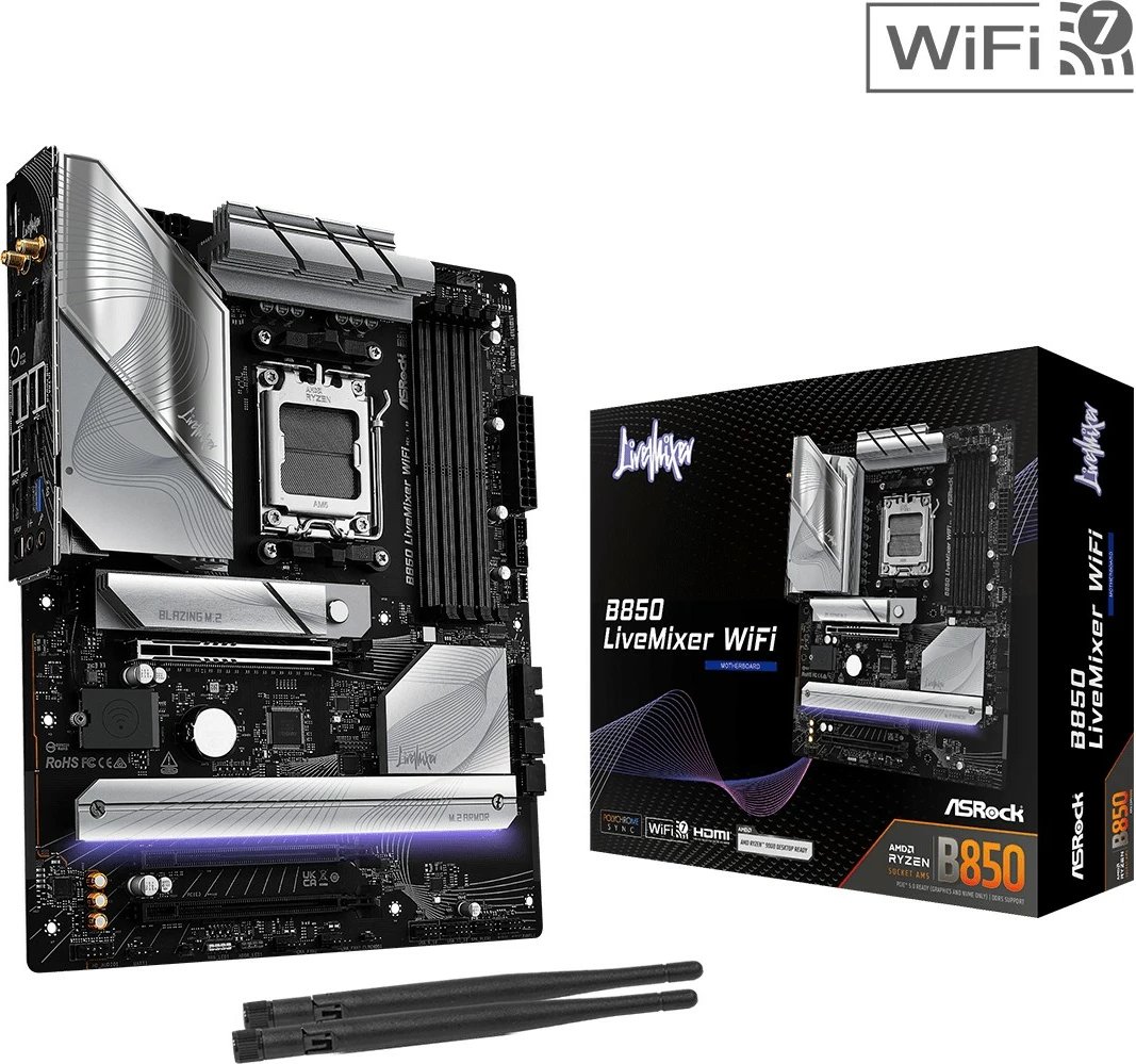 Pllakë amë ASRock B850 LiveMixer WiFi, Socket AM5, DDR5, ATX, WiFi, E zezë