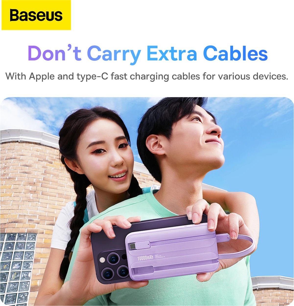 Powerbank Baseus Comet Series PPMD020005, 10000mAh, 22.5W, me ekran, vjollcë + kabllo USB-A/USB-C