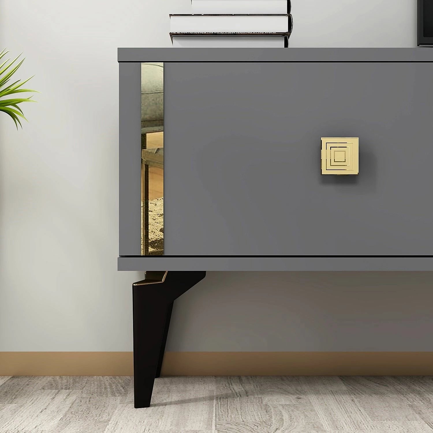 Komodë televizori, ngjyrë antracit dhe ari, Skye Decor, Doruk