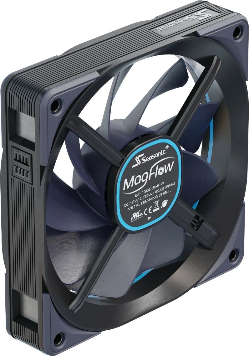 Ventilatorë kase Seasonic MagFlow 3-Fan Kit, 12 cm, 600-2000 RPM, i zi