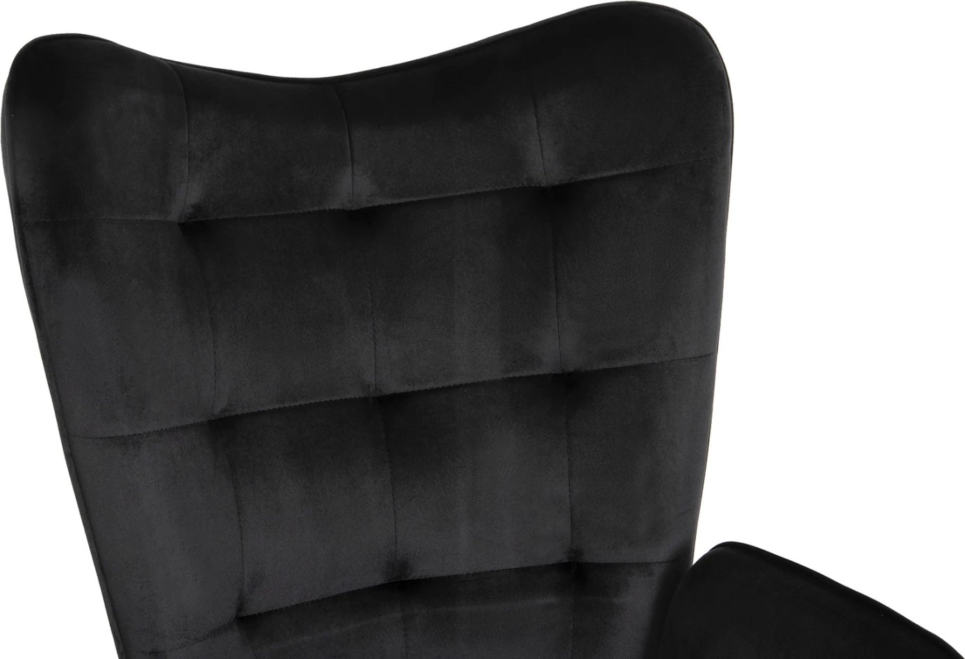 Karrige me mbështetëse për këmbë CRAWLEY FH8918.04, kadife e zezë, këmbë metalike, 70x57x103Hcm