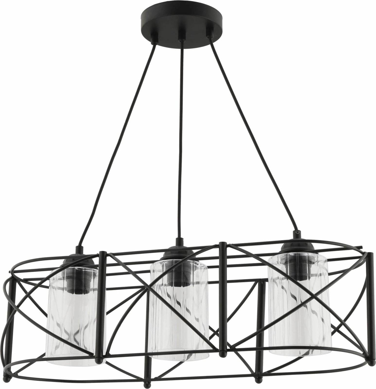 Llambë tavani Opviq Dratrio, xham, e zezë, transparente