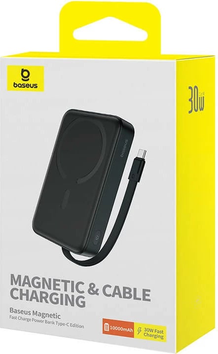 Powerbank Baseus Magnetic Mini 10000mAh, USB-C 30W MagSafe, e zezë