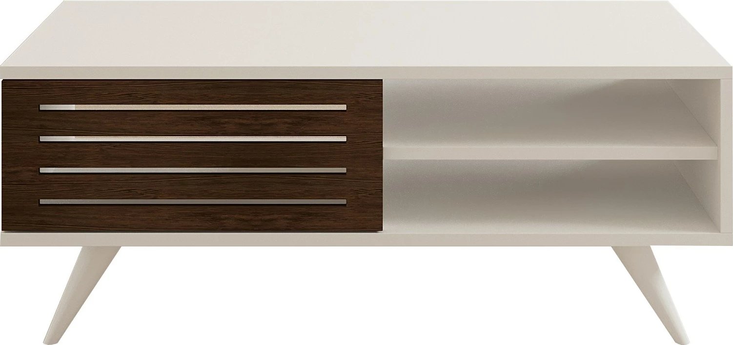 Tavolinë kafeje dy-katëshe, ngjyrë arrë dhe e bardhë, Skye Decor, Grande