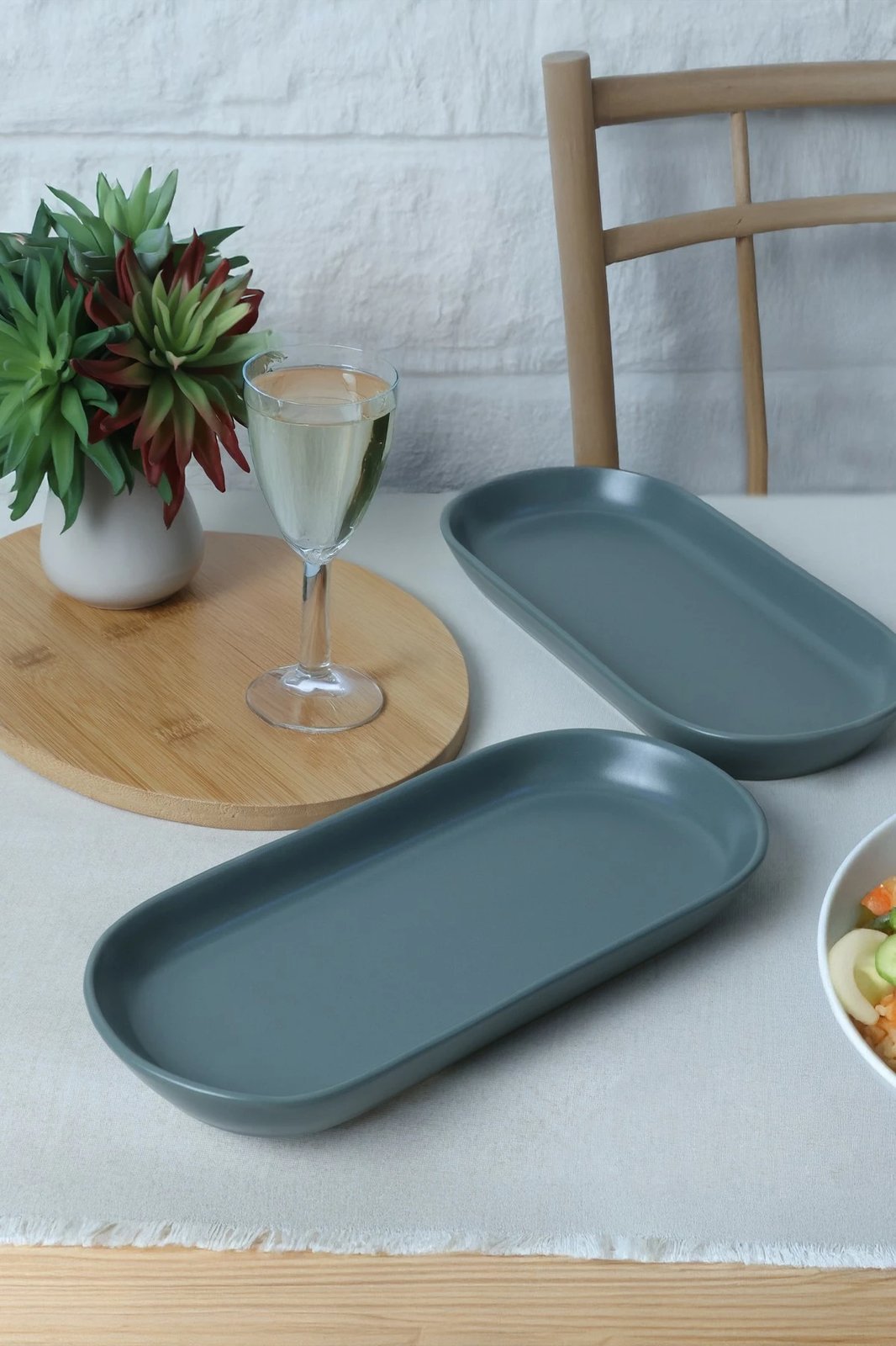 Set pjatash shërbimi (2 copë), Hermia Concept, X00019050, ngjyrë jeshile mat