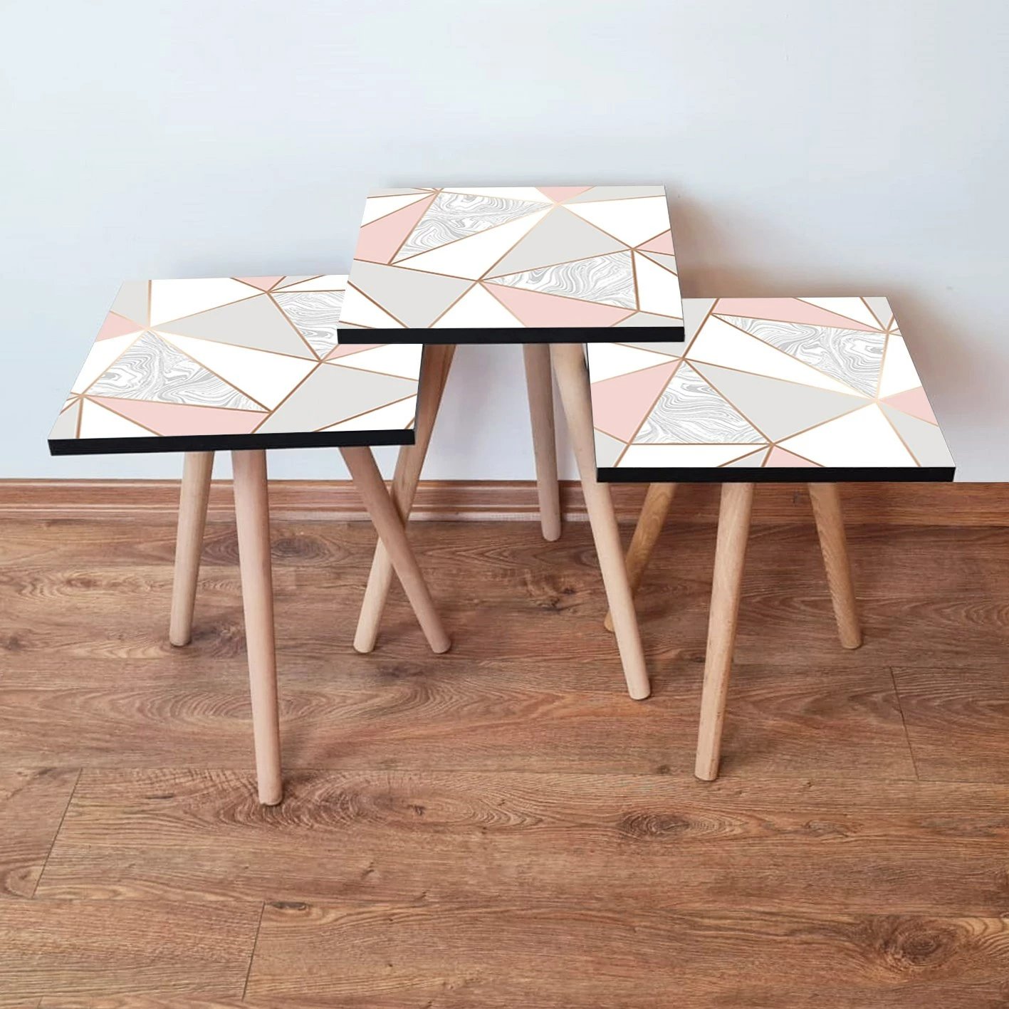 Set tavolina të ndërlidhura, 3 copë, Skye Decor, rozë, 3Shp318