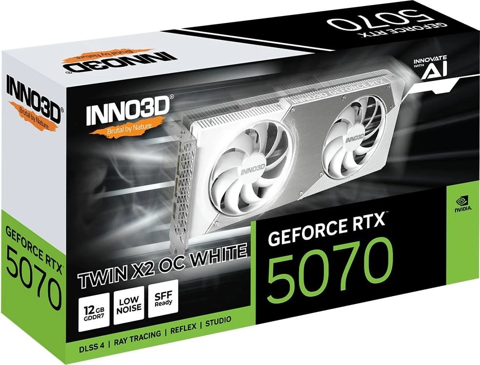 Kartelë grafike INNO3D GeForce RTX 5070 TWIN X2 OC, 12 GB, Bardhë