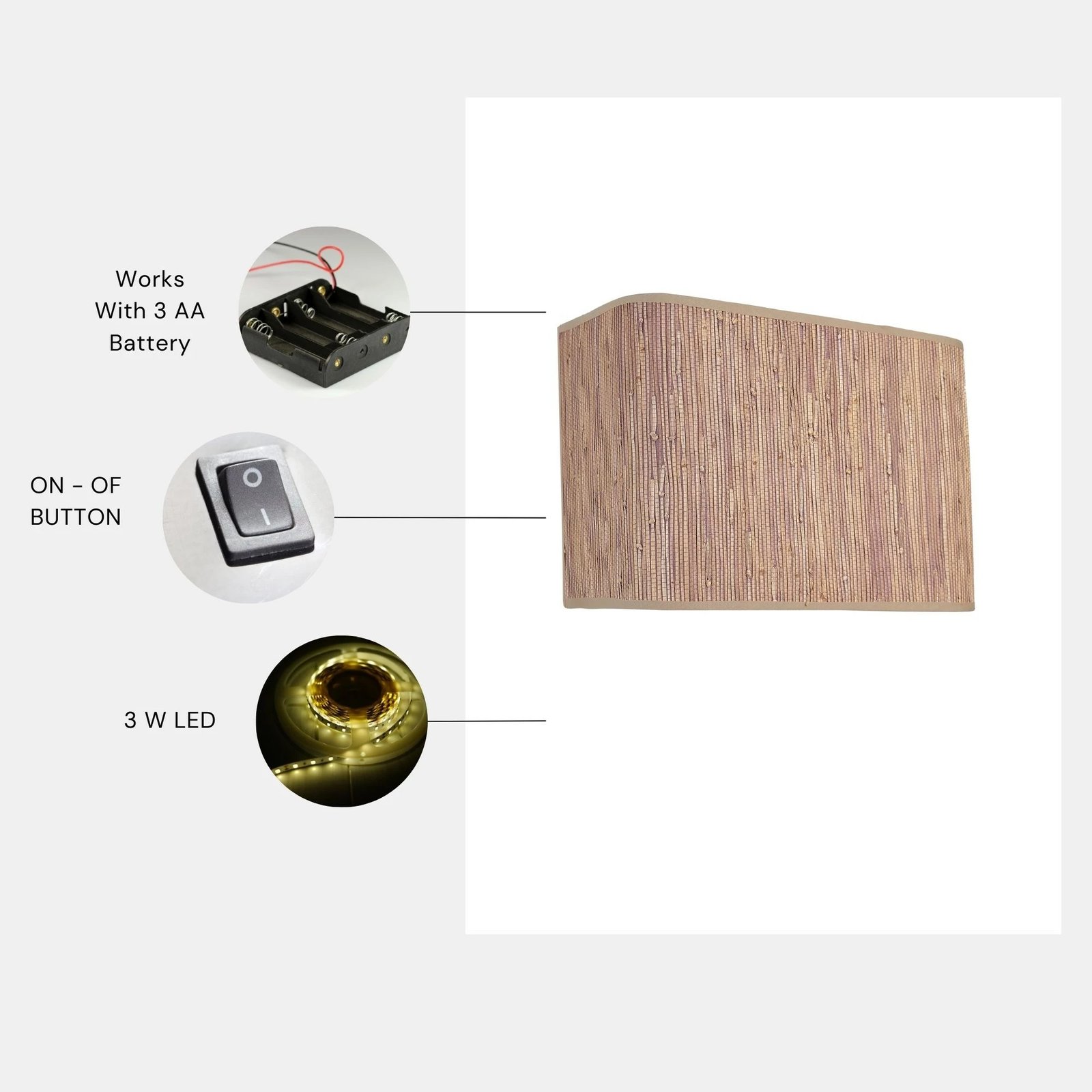 Llambë muri Opviq, bambu, rozë, 8853-5P