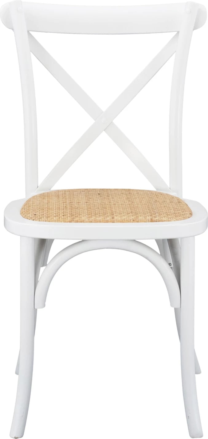 Karrige druri Owen e grumbullueshme nga druri i ahut, ngjyrë e bardhë, me shpinë të kryqëzuar, FH8575.14, 48x53x90 cm