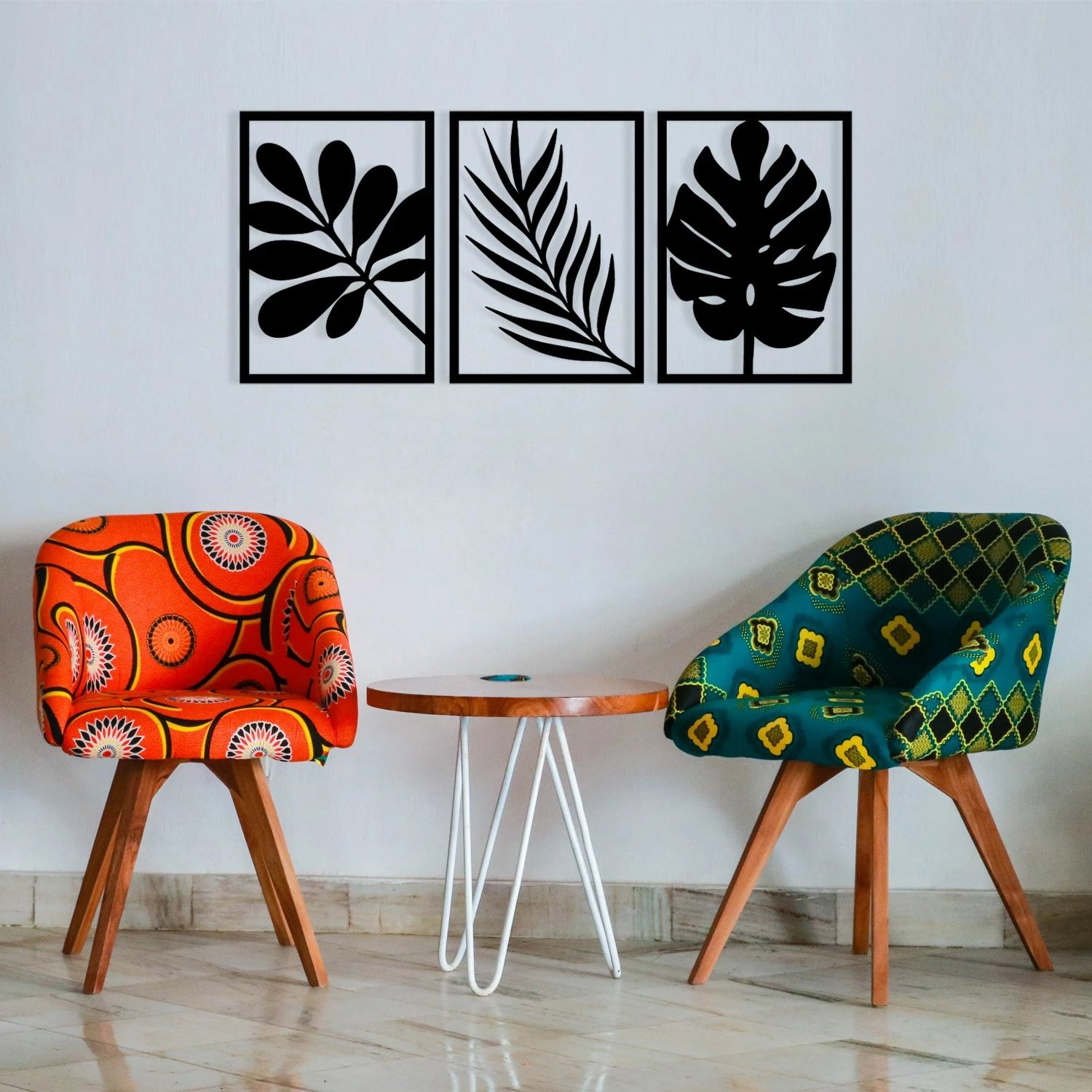 Aksesor muri dekorativ prej metali, Wallity, Cincuenta, ngjyrë e zezë, 104x46cm