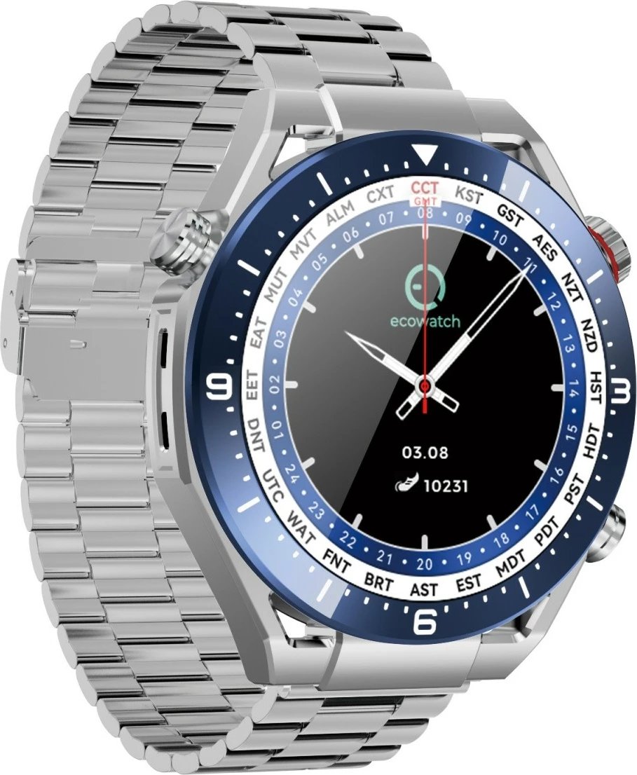 Smartwatch EcoWatch EW01 SL, 1.5", Bluetooth, 400 mAh, Argjend