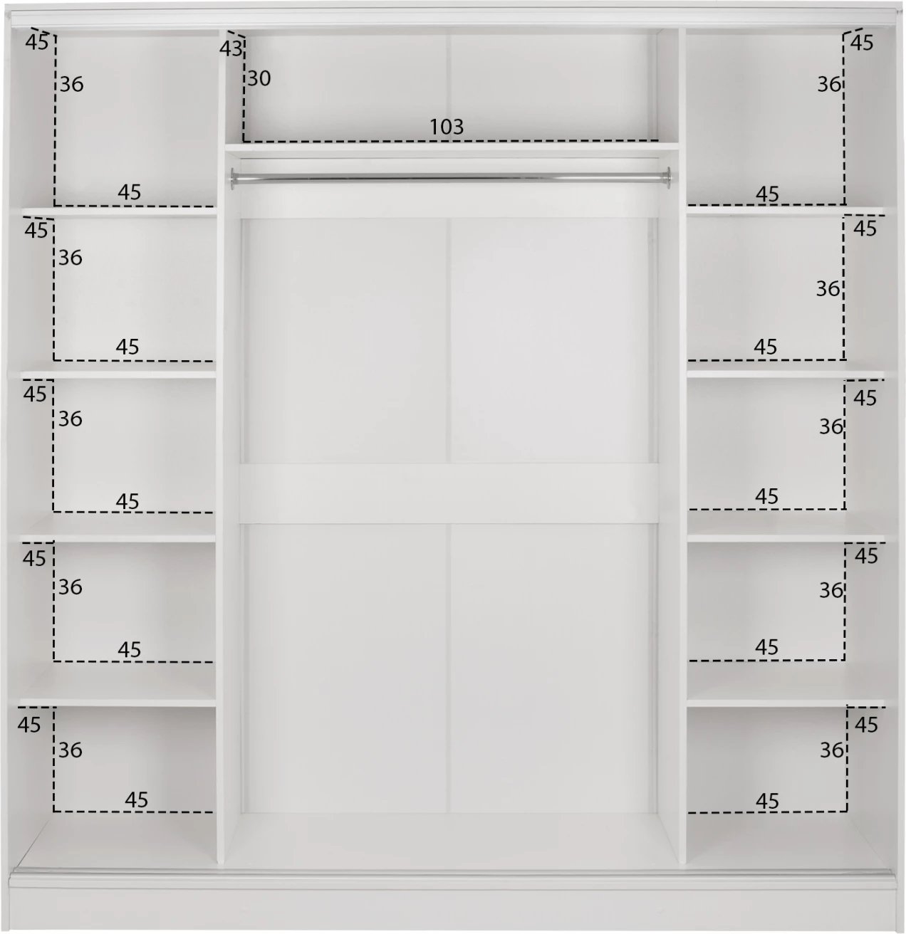 Garderobë me dyer rrëshqitëse, melaminë e bardhë, me pasqyrë, FH2435.03, 200x60x210 cm