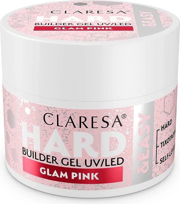 Xhel ndërtues për thonj Claresa Hard&Easy Builder Gel për femra Glam Pink 12g
