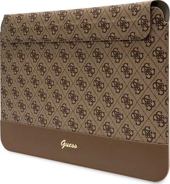 Mbështjellës laptopi Guess 4G Stripe Metal Logo, deri 14", kafe