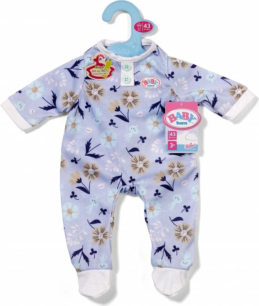 veshje kukulle, Zapf BABY born 838747-116725, romper 43 cm, me motiv lulesh, blu