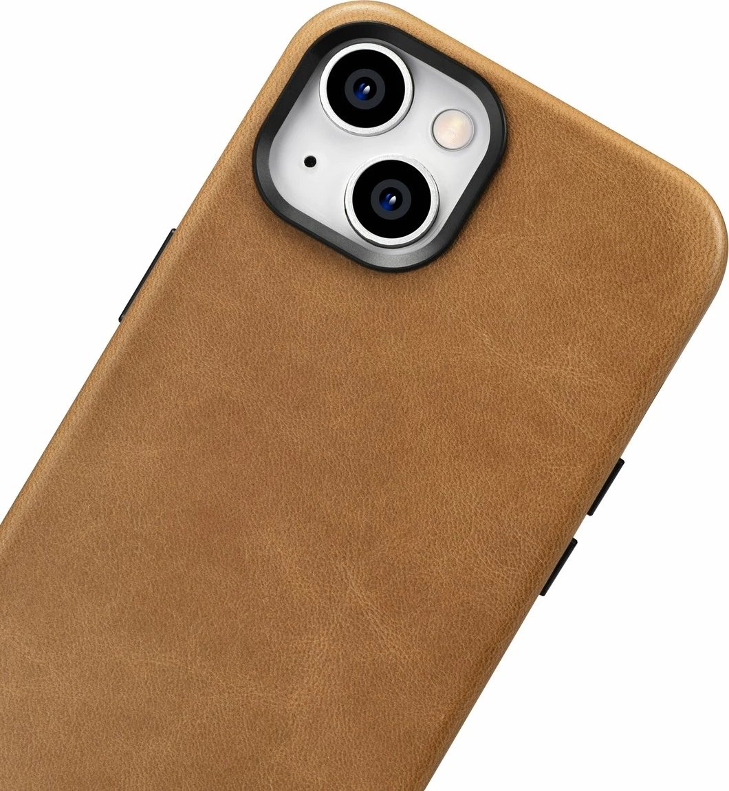 Mbështjellës iCarer Oil Wax Premium Leather me MagSafe për iPhone 14, Kafe