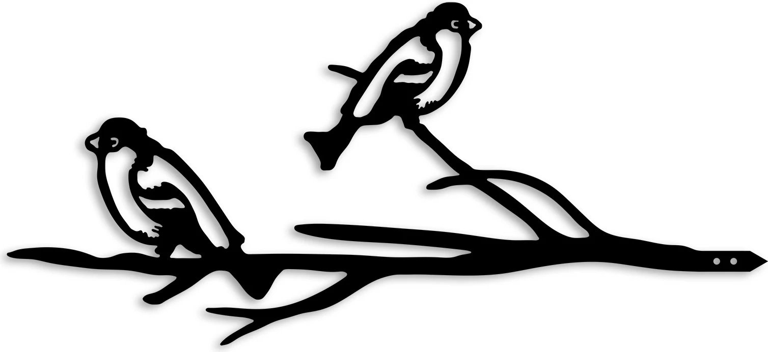 Objekt dekorativ për kopsht, zog në degë, ngjyrë e zezë, Aberto Design, 45x20cm