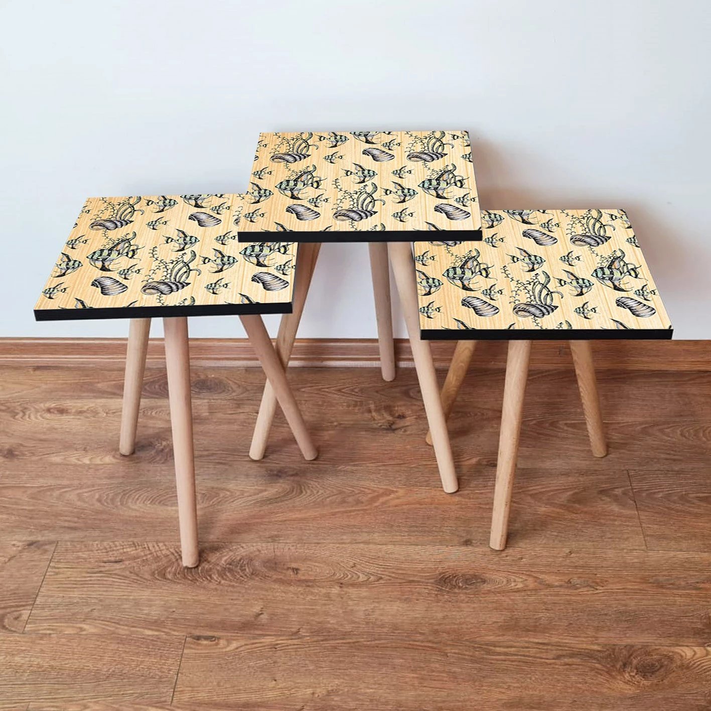 Set tavolinash të ndërlidhura (3 copë), Skye Decor, 3Shp11, bezhë