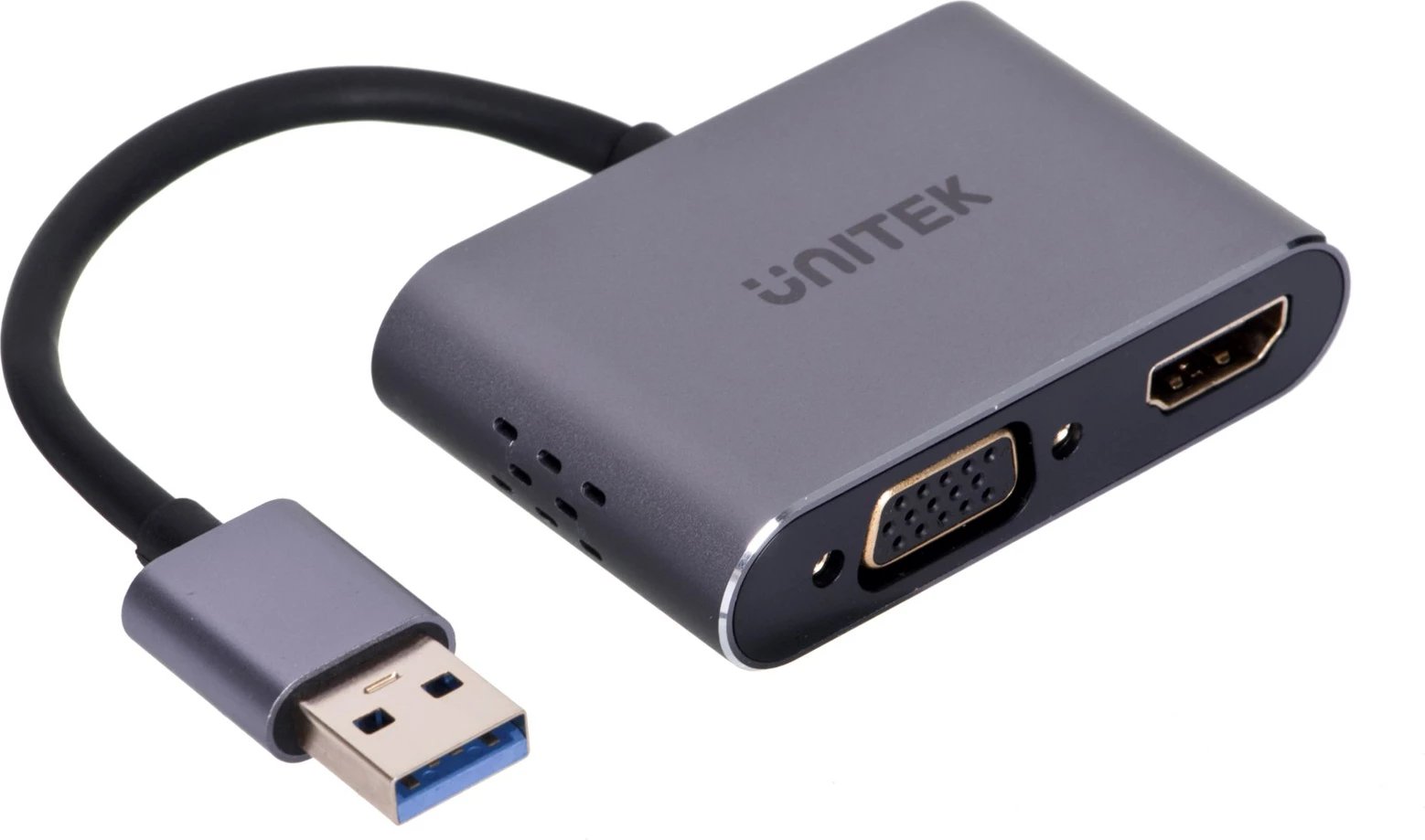 Përshtatës Unitek USB A - HDMI, VGA, Full HD, hiri