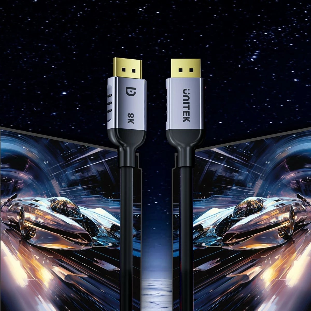 Kabel DisplayPort Unitek 1.4 8k 60hz, 4k 240hz, 1m, ngjyrë zi-argjendtë