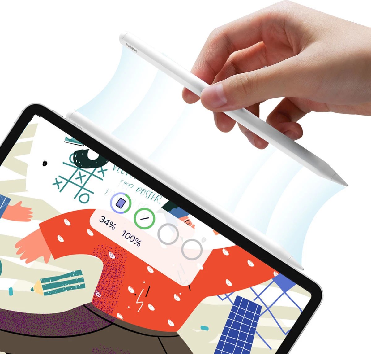Stylus Baseus Smooth Writing 2 Overseas Edition për iPad, majë e zëvendësueshme, LED, i bardhë