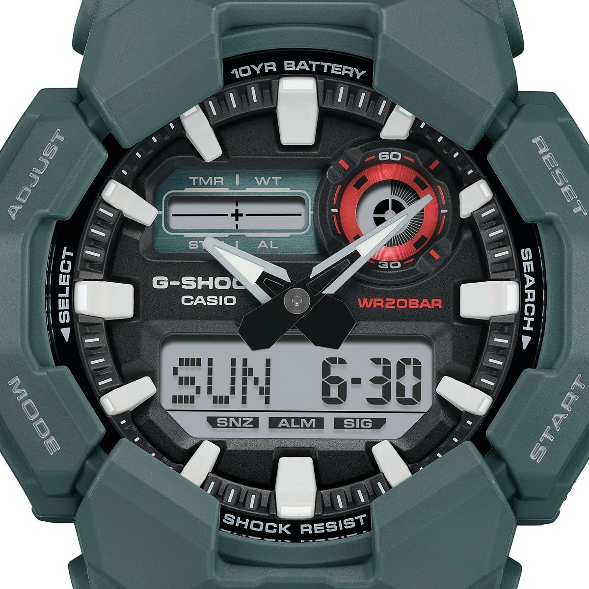 Orë dore për meshkuj CASIO G-SHOCK NEW RUGGED BASIC, e gjelbër
