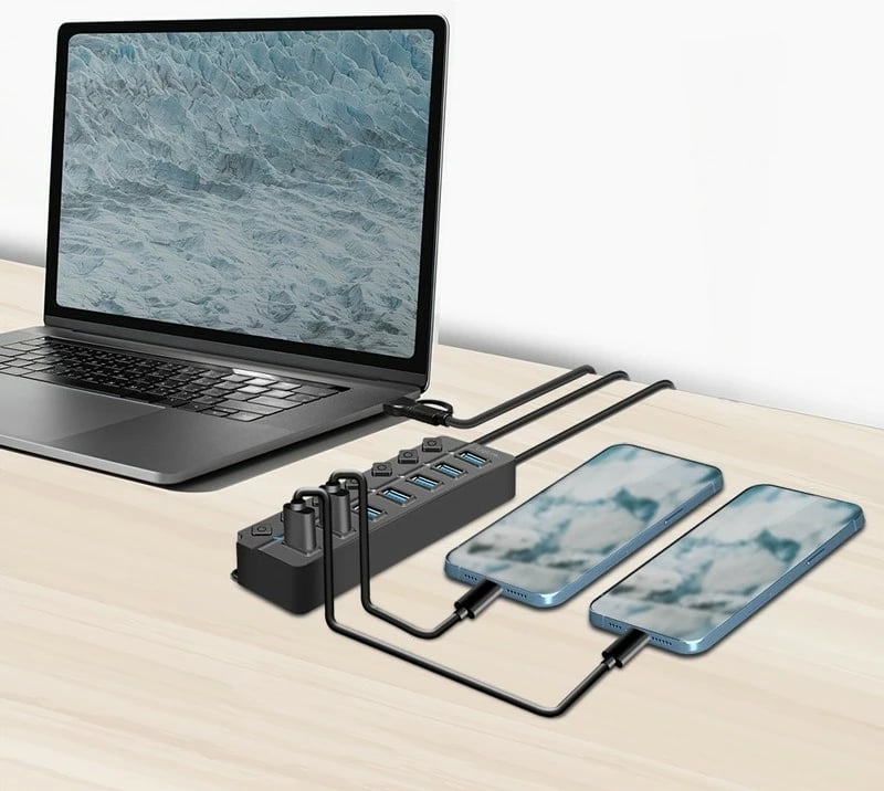 HUB USB LogiLink UA0420, 7x USB-A, 3.2 Gen1, me butona ON/OFF, i zi