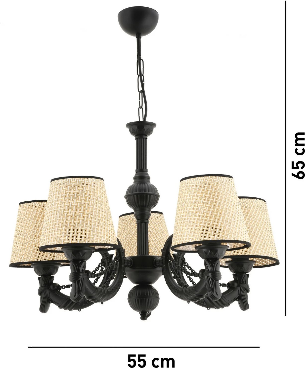 Llambadar Opviq Fiona, zinxhir koral, i zi, natyral