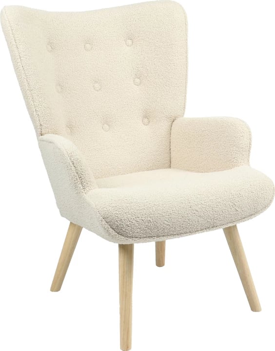 Karrige Fluffy, pëlhurë teddy, krem-natyrale, 75x69x96cm