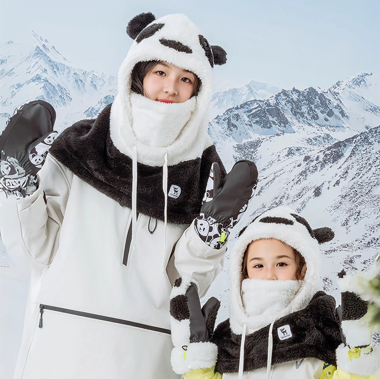 Balaklavë ski Qunature Panda, për fëmijë/të rritur, L, e zezë/e bardhë