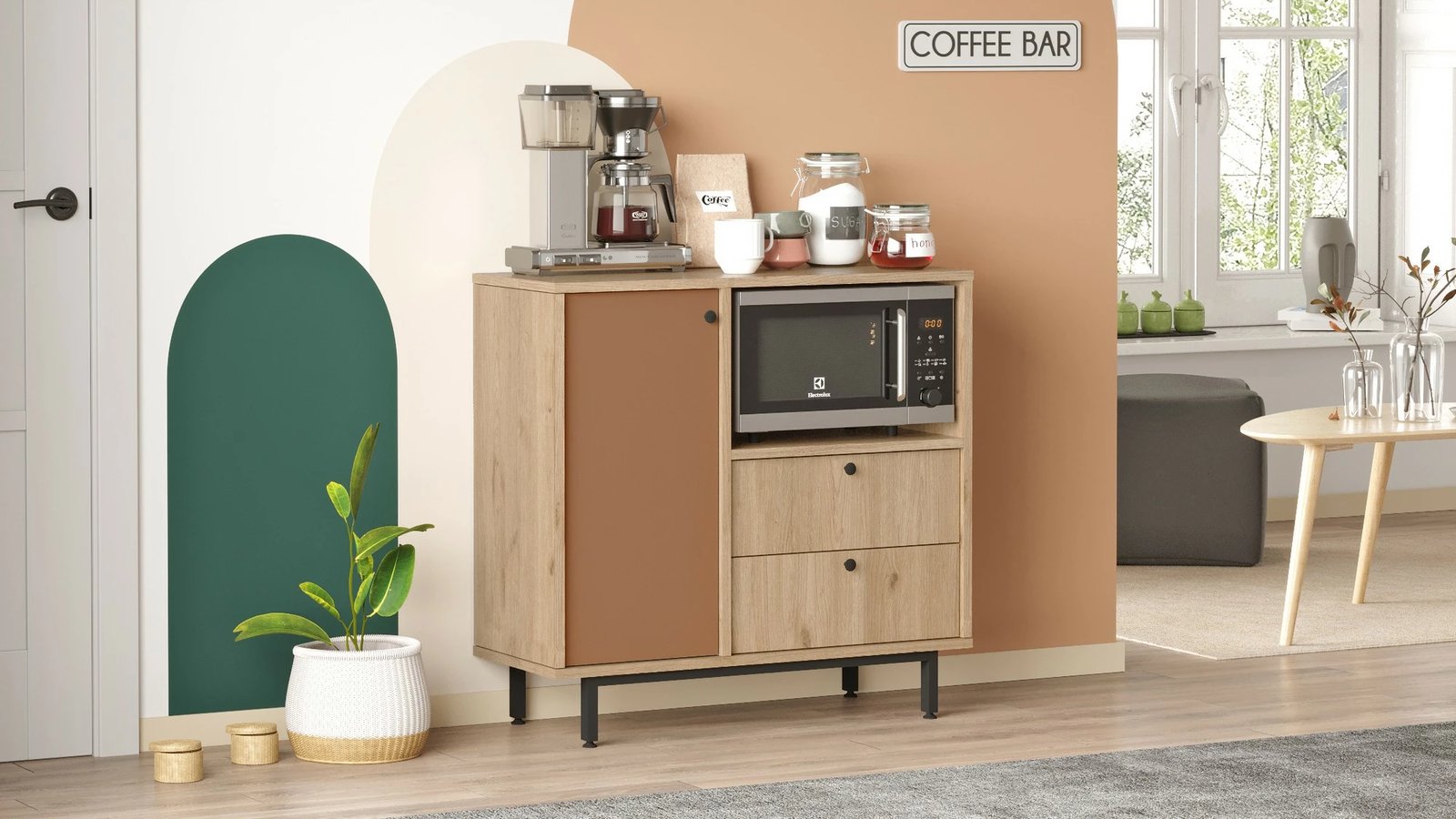 Dollap multifunksional, ngjyrë lis dhe e kuqe, Skye Decor, RE1-SK