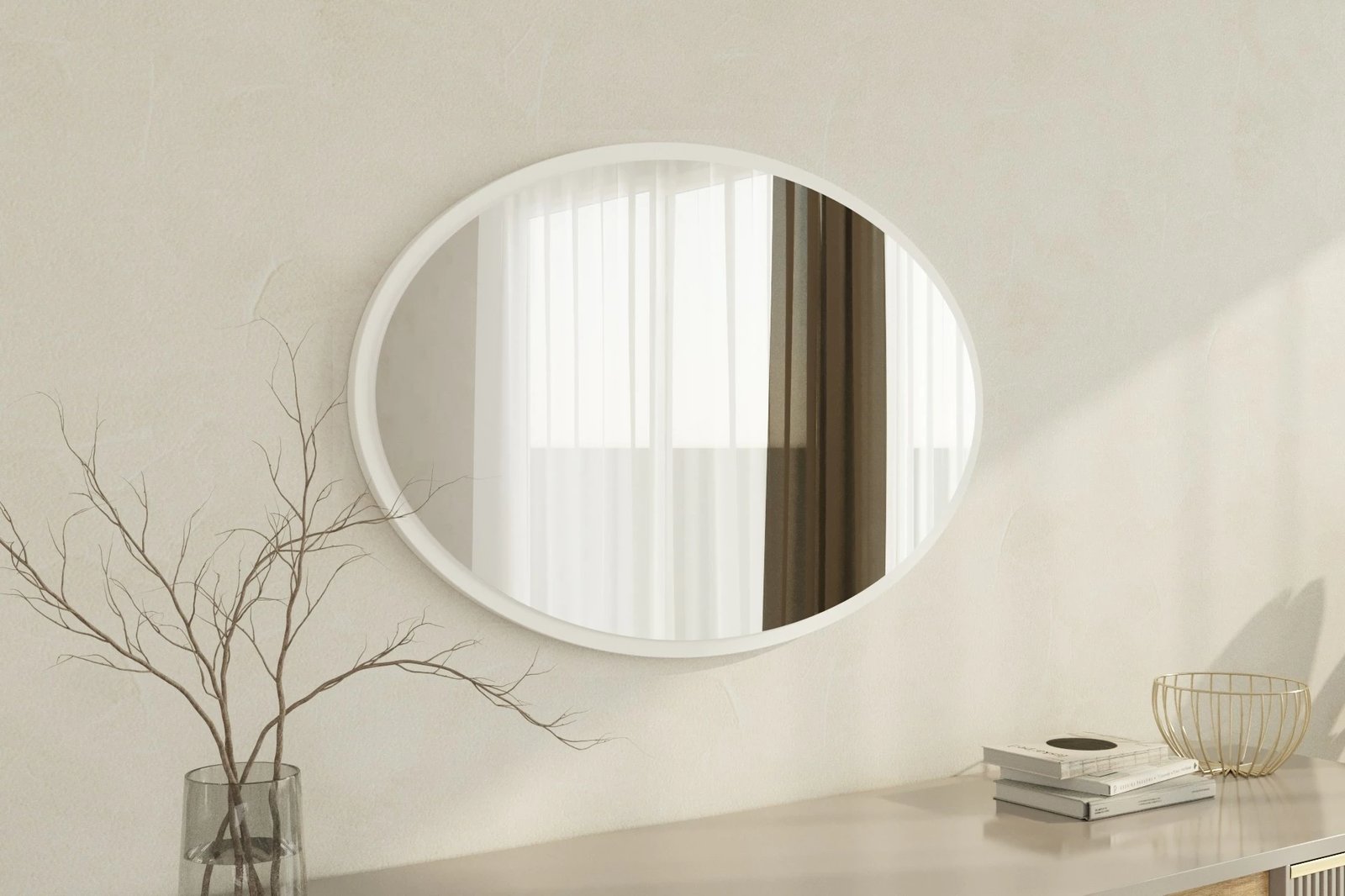 Pasqyrë dekorative Skye Decor, e bardhë, Beyo, 60x90cm