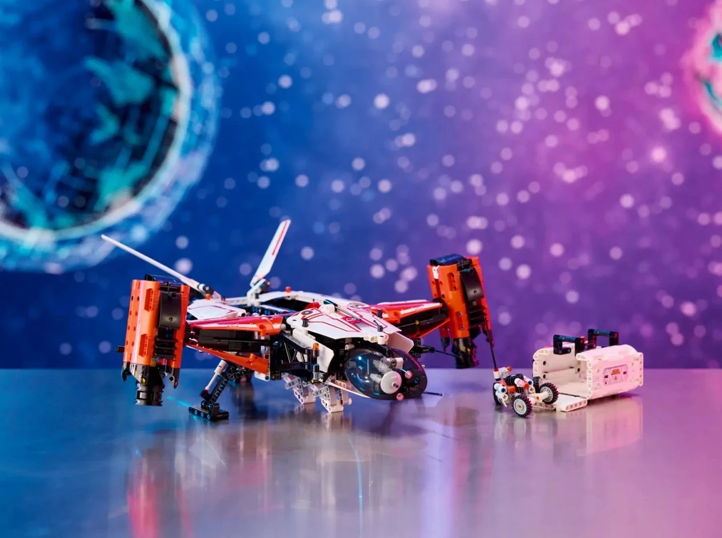 Set LEGO Technic 42181 VTOL Heavy Cargo Spaceship, për fëmijë 10+ vjeç, Bardhë dhe Portokalli