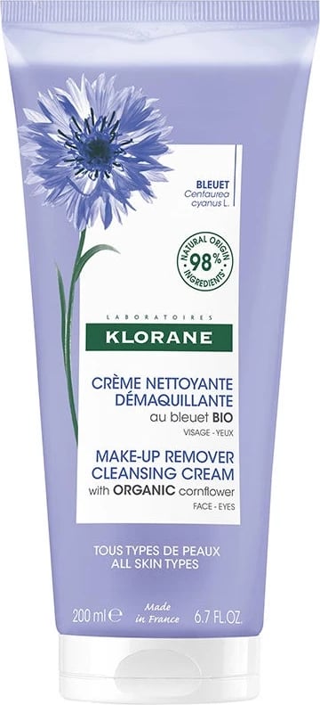 Krem pastrues për heqje grimash për femra Klorane me lule bliri organik, 200ml