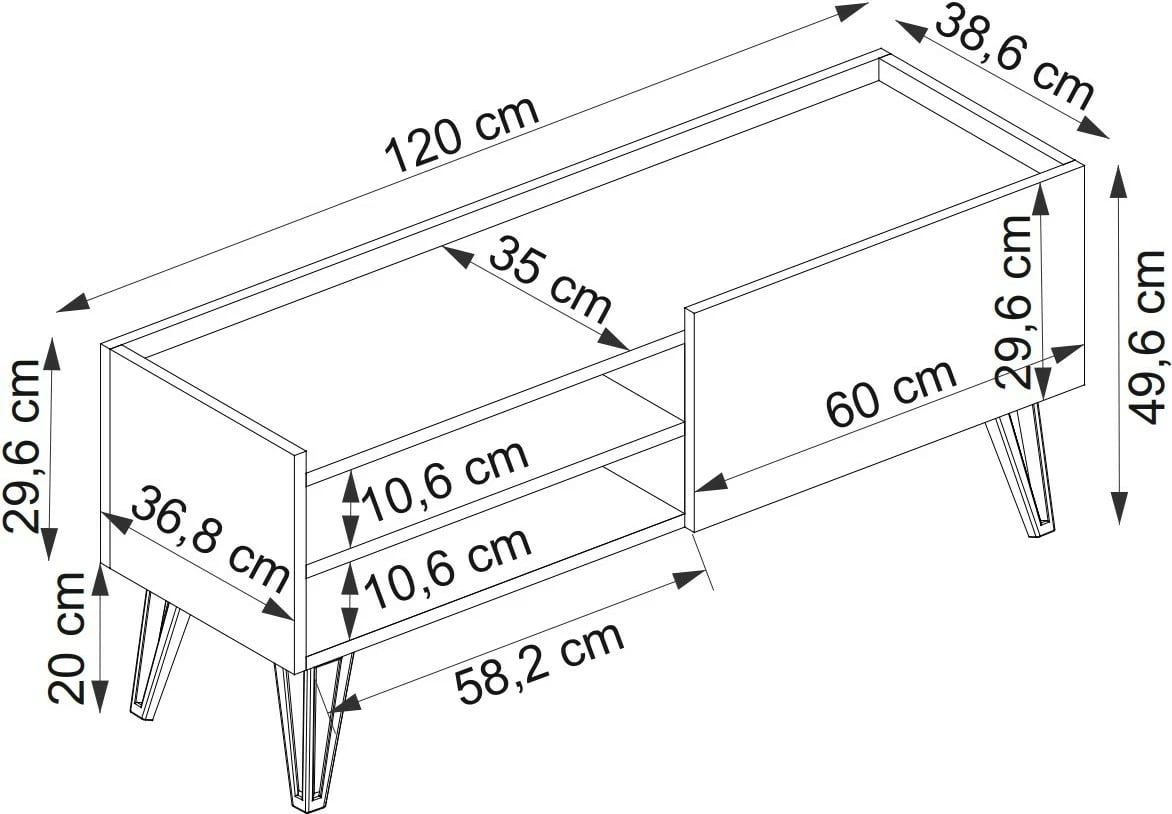 Komodë TV Hanah Home, Viper, ngjyrë safir dhe antracit