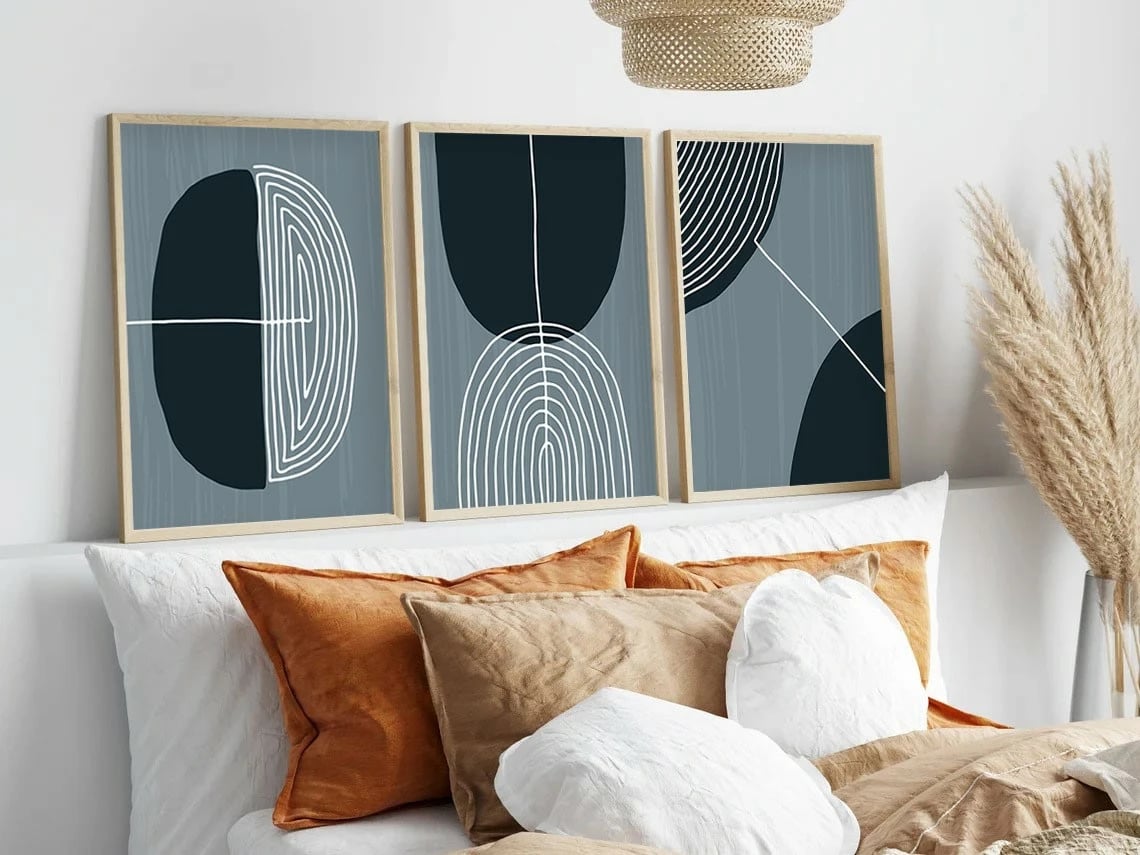 Pikturë dekorative me kornizë, MDF, 3 copë, Wallity, Huhu214, 30x40cm