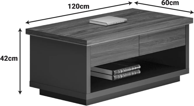 Tavolinë profesionale për zyre Oscar, ngjyrë arrë-antracit, 120x60x42cm